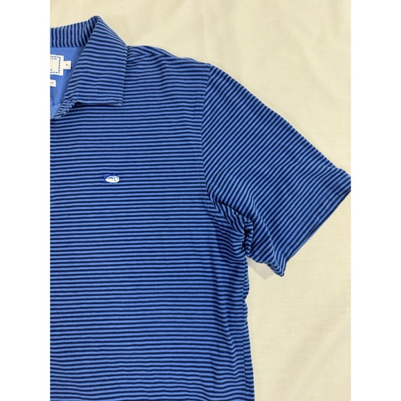 Southern Tide Skipjack Stretch Polo Shirt Mens M Medium Blue Striped Golf - Picture 4 of 7
